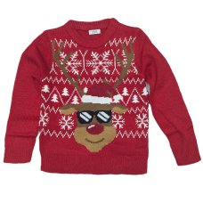 OVX01: Kids Knitted Christmas Reindeer Jumper (4-12 years)